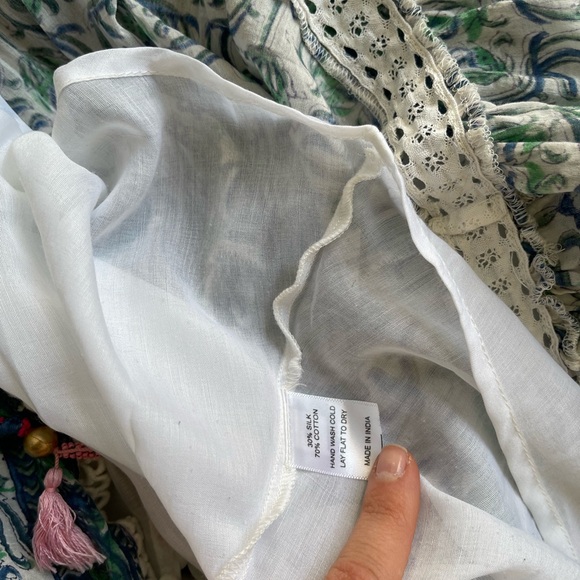 Bell Patricia Midi Dress Blue and Green Sleeveless Dress Silk Cotton Rainey S - Picture 12 of 12